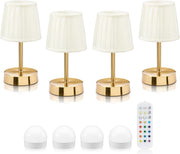 Wireless Rechargeable LED Table Lamps Set of 4, Remote, Dimmable, Color-Changing