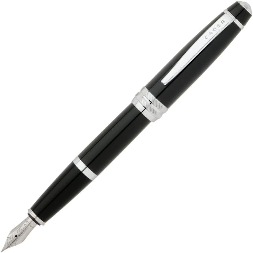 Luxury Black Fountain Pen – Medium Nib, Refillable, Gift Box, Smooth Writing