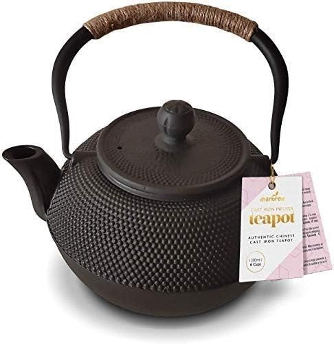 Cast Iron Teapot 1200ml Chinese Tetsubin Tea Pot w/ Infuser Black
