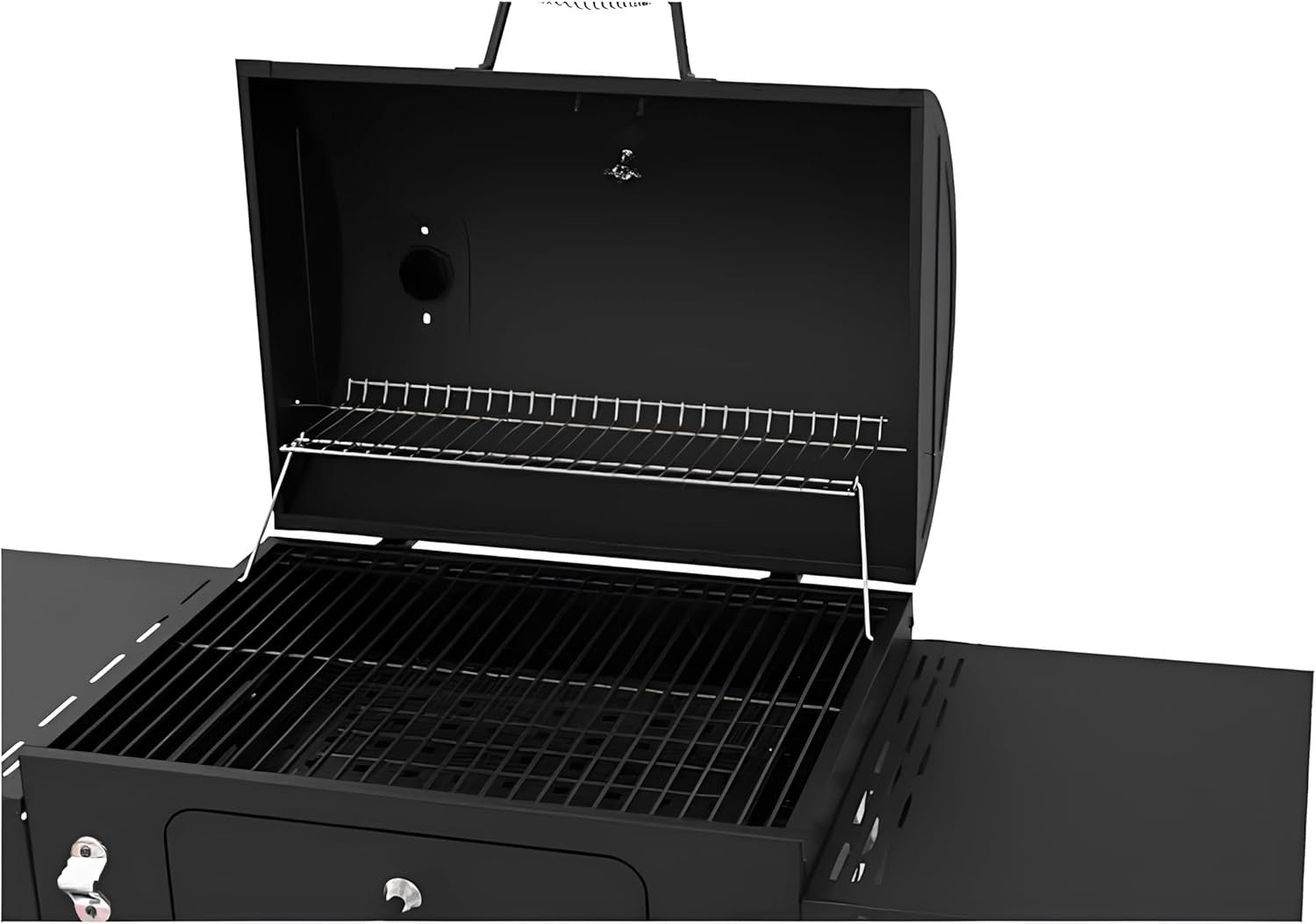 XL Outdoor Charcoal BBQ Smoker Grill with Thermometer & Side Tables