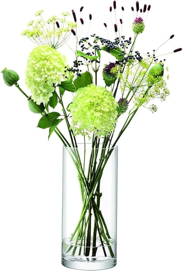 Tall Clear Glass Cylinder Vase 36cm Minimalist Flower Candle Holder Decor