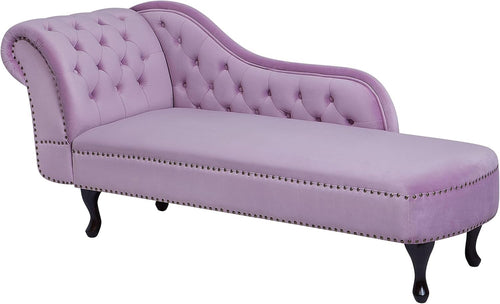 Pink Velvet Chesterfield Chaise Lounge Left-Hand Tufted Sofa 170cm Vintage