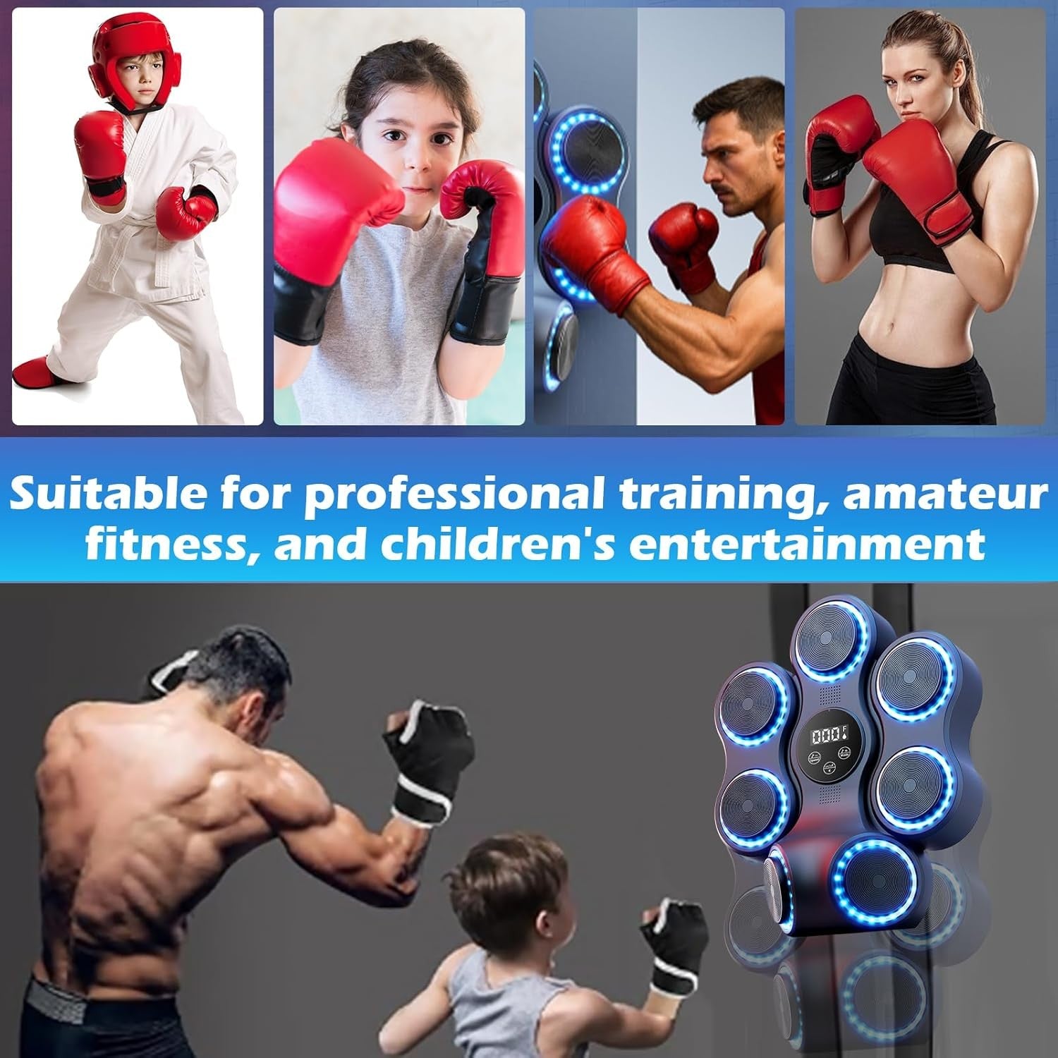 Music Boxing Machine Bluetooth LED Wall Mount Punch Trainer