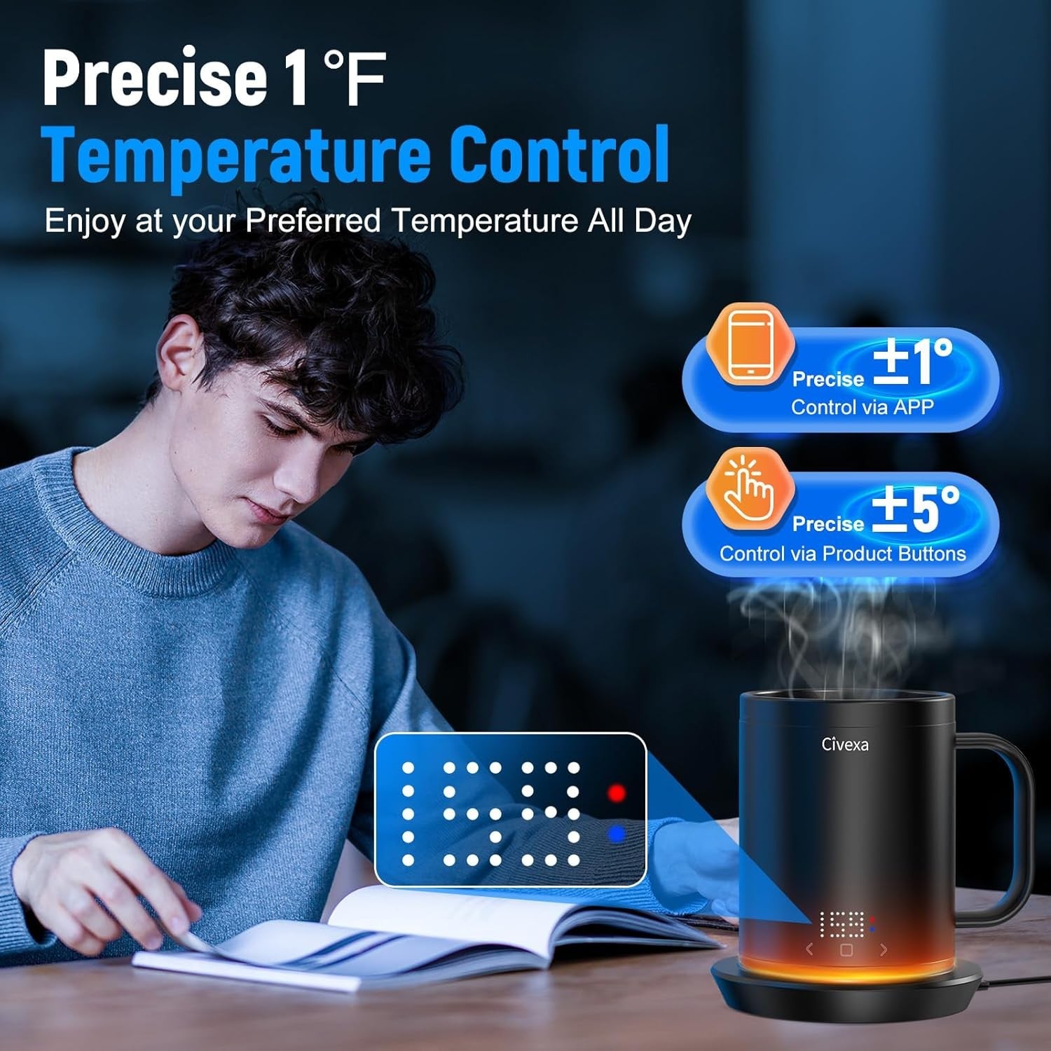 Rechargeable Self Heating Coffee Mug 14oz Temp Control