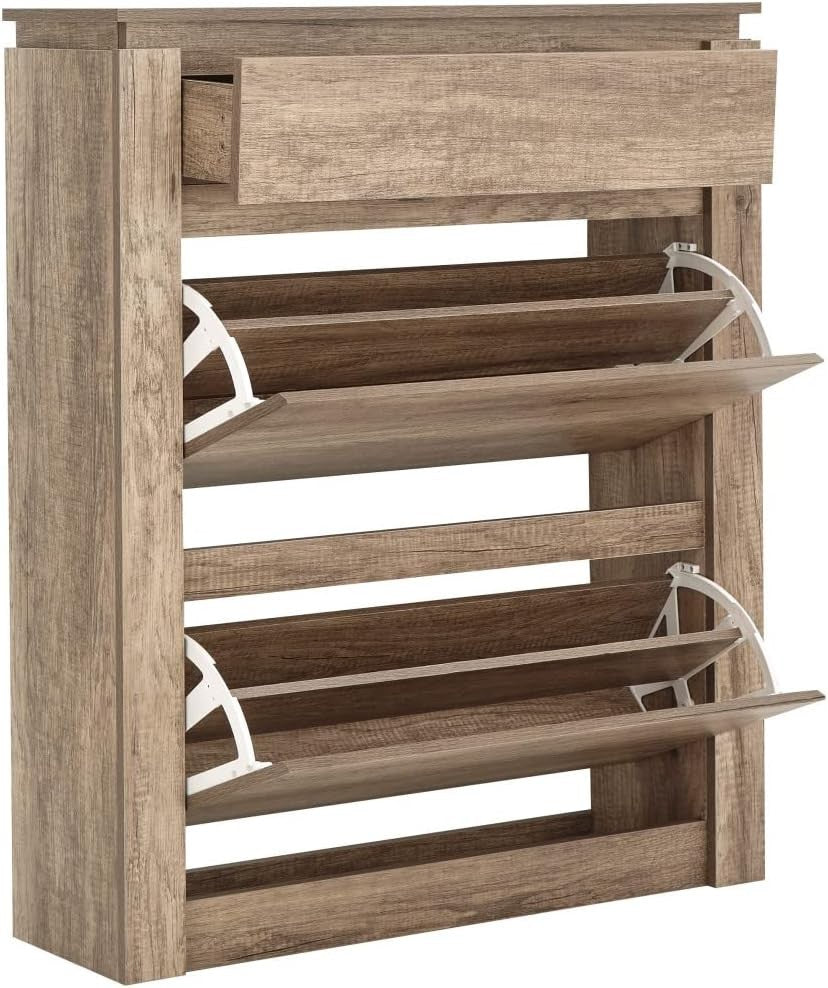 Oak Shoe Storage Cabinet with 3 Drawers & Adjustable Shelf – Space Saver