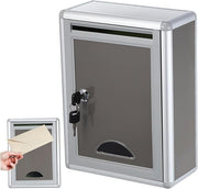 Locking Wall Suggestion Box Grey Aluminium – Secure, Waterproof, Lightweight