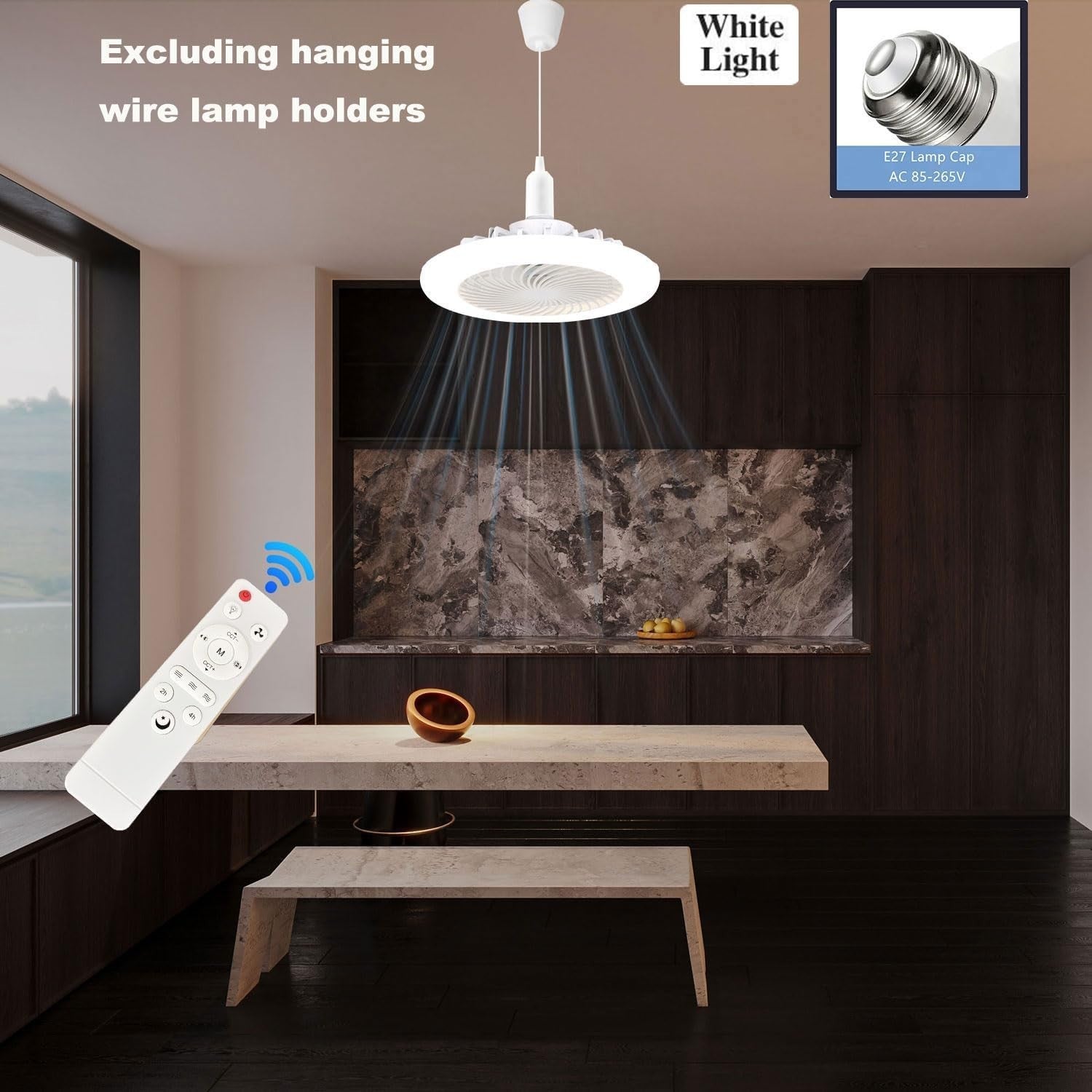 LED Ceiling Fan with Remote, 3 Speeds, 3 Colors, White