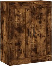 Wall Mounted Smoked Oak Cabinet with 3 Compartments - Space Saving