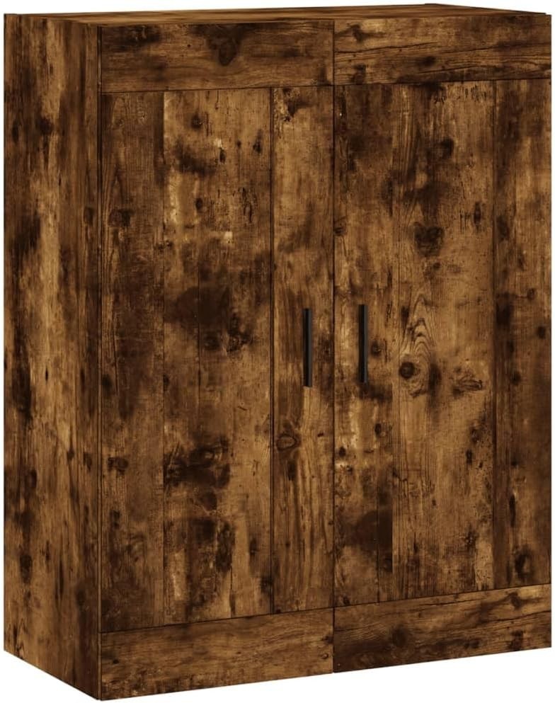 Wall Mounted Smoked Oak Cabinet with 3 Compartments - Space Saving