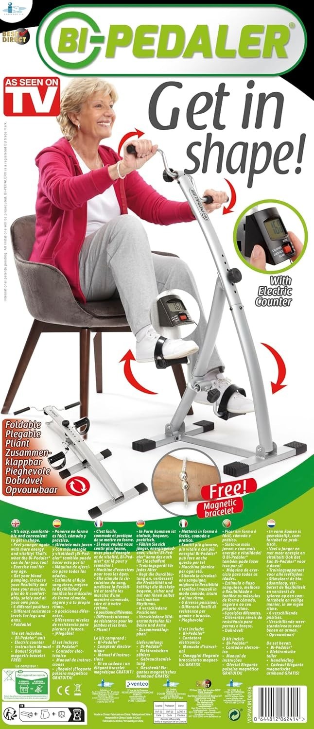 Foldable Dual-Action Pedal Exerciser for Arms & Legs, Adjustable Height
