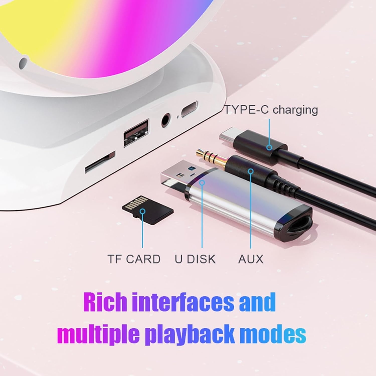Portable Karaoke Machine with 2 Mics, RGB Light Effects & Bluetooth Speaker