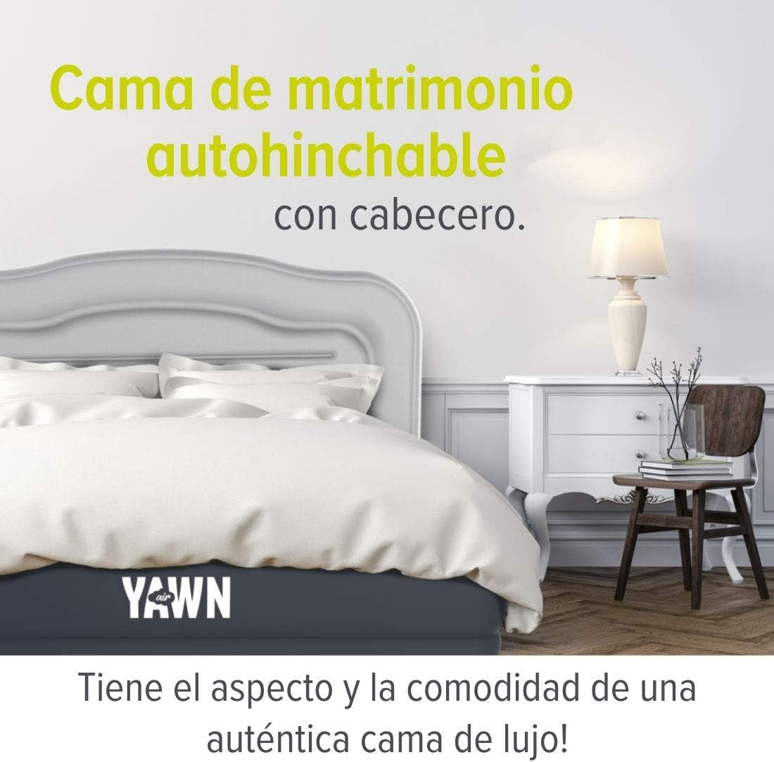 King Size Self Inflating Air Bed Built In Pump Headboard Guest Mattress