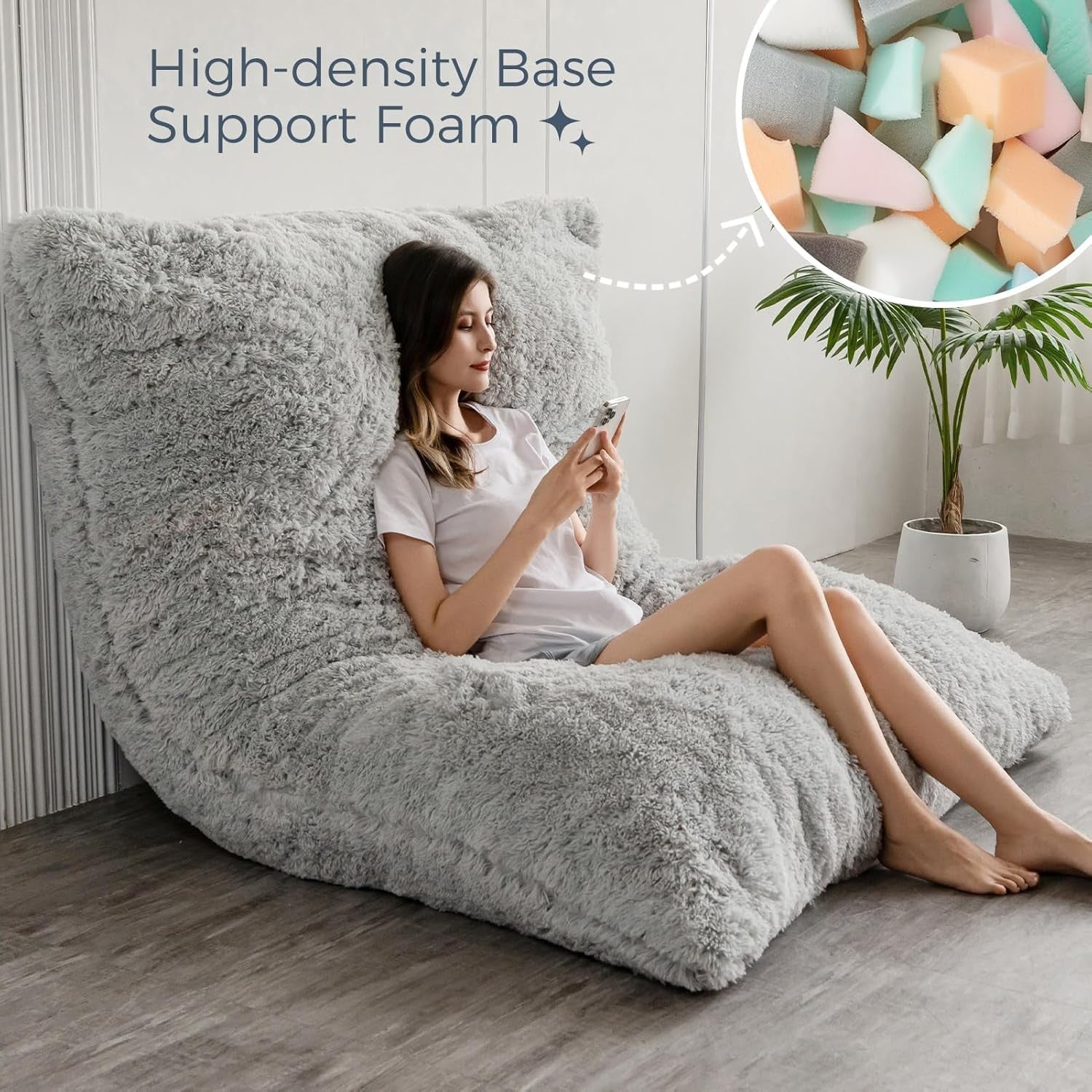 Giant Faux Fur Bean Bag Sofa Bed Chair Adult Recliner Floor Lounger