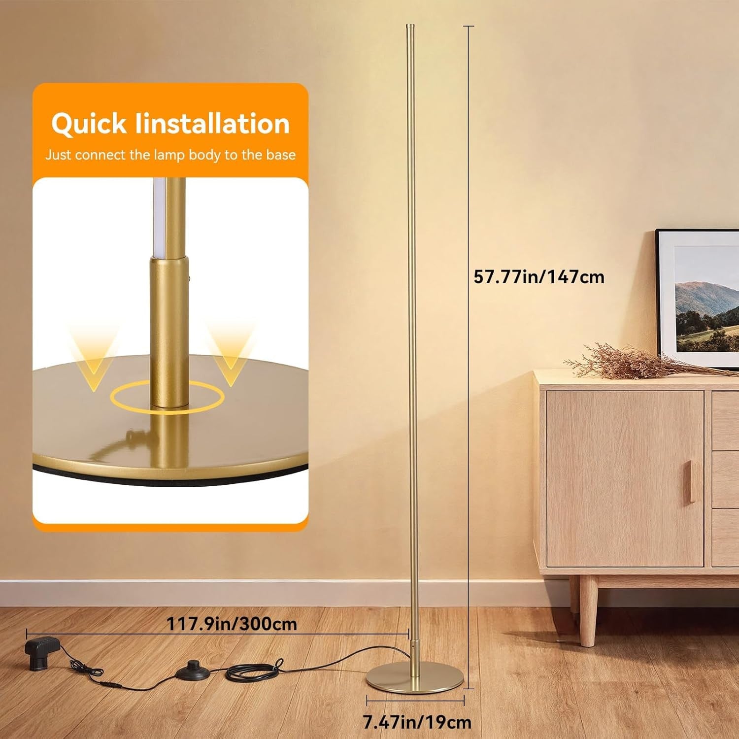 LED Floor Lamp Remote Control Dimmable 3000–6000K Tall Corner Light