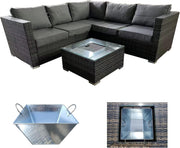 5 Seater Rattan Garden Sofa Set with Ice Bucket Coffee Table Patio Outdoor