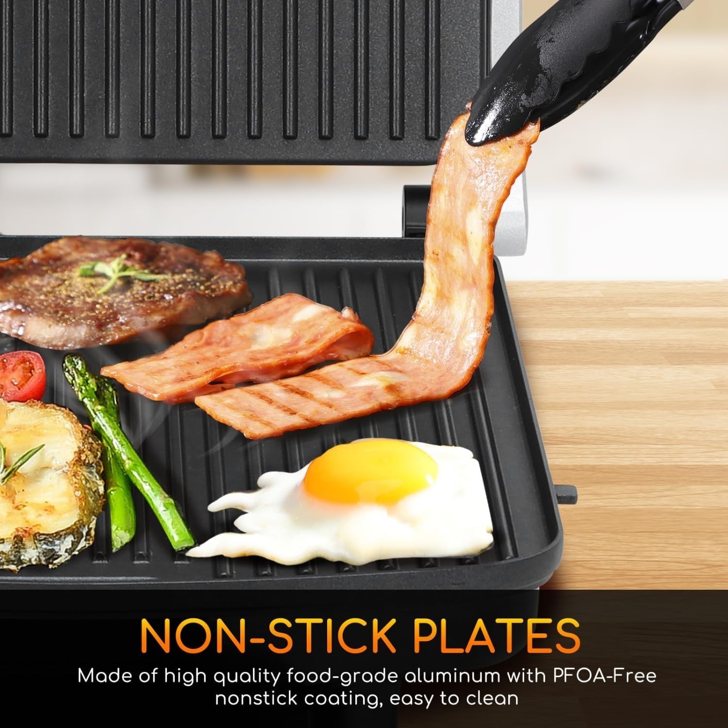 2000W Panini Press Grill Sandwich Maker Non-Stick Plates Temp Control
