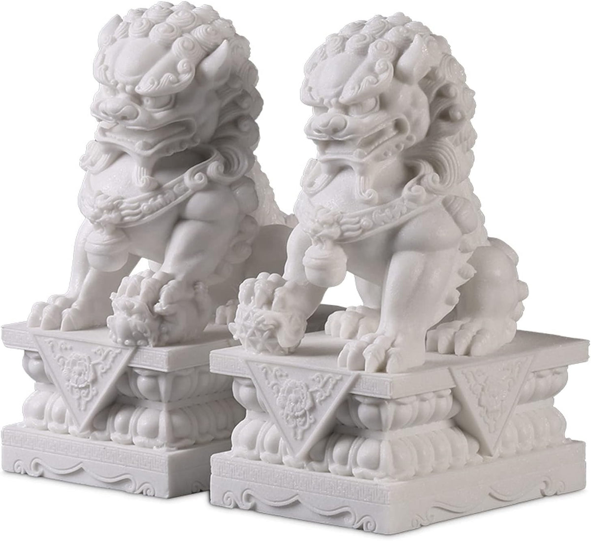 25cm Large Foo Dog Lion Statues Pair Stone Feng Shui Guardian Home Garden Decor