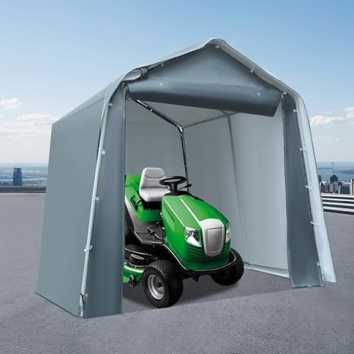 Outdoor Storage Tent 2.4x2.4m Waterproof PE Shelter with Steel Frame Grey