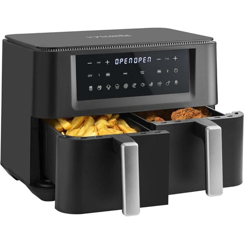 9L Dual Drawer Air Fryer 2400W 11 Presets Touch Sync Cook Oil-Free Family Size