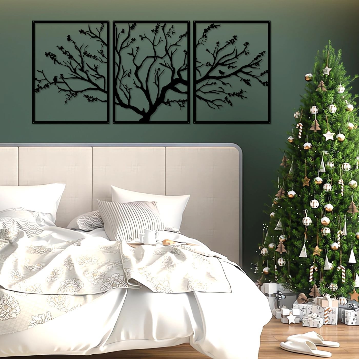 Large Tree of Life Metal Wall Art 3 Panel Modern Decor