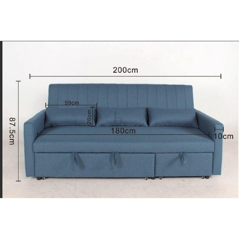 3 Seater Black Velvet Sofa Bed w/ Chaise Pull Out Storage & Cushions