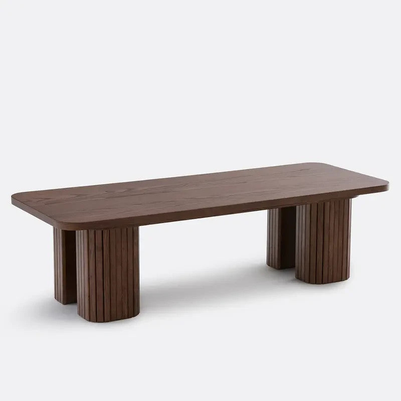 Modern Walnut Ash Veneer Coffee Table | Wide Low Lounge Table 130cm