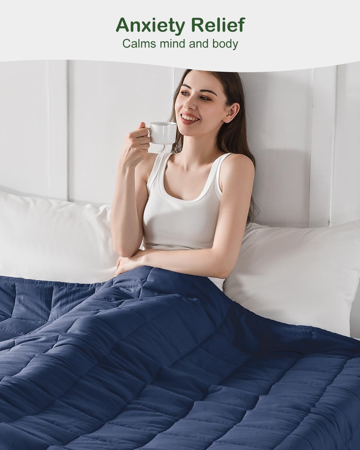 Weighted Blanket Navy Blue 7kg 120x180cm Soft Breathable Heavy Comfort