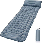 Grey Inflatable Camping Sleeping Pad – Foot-Pump, Portable, 190x120x5cm