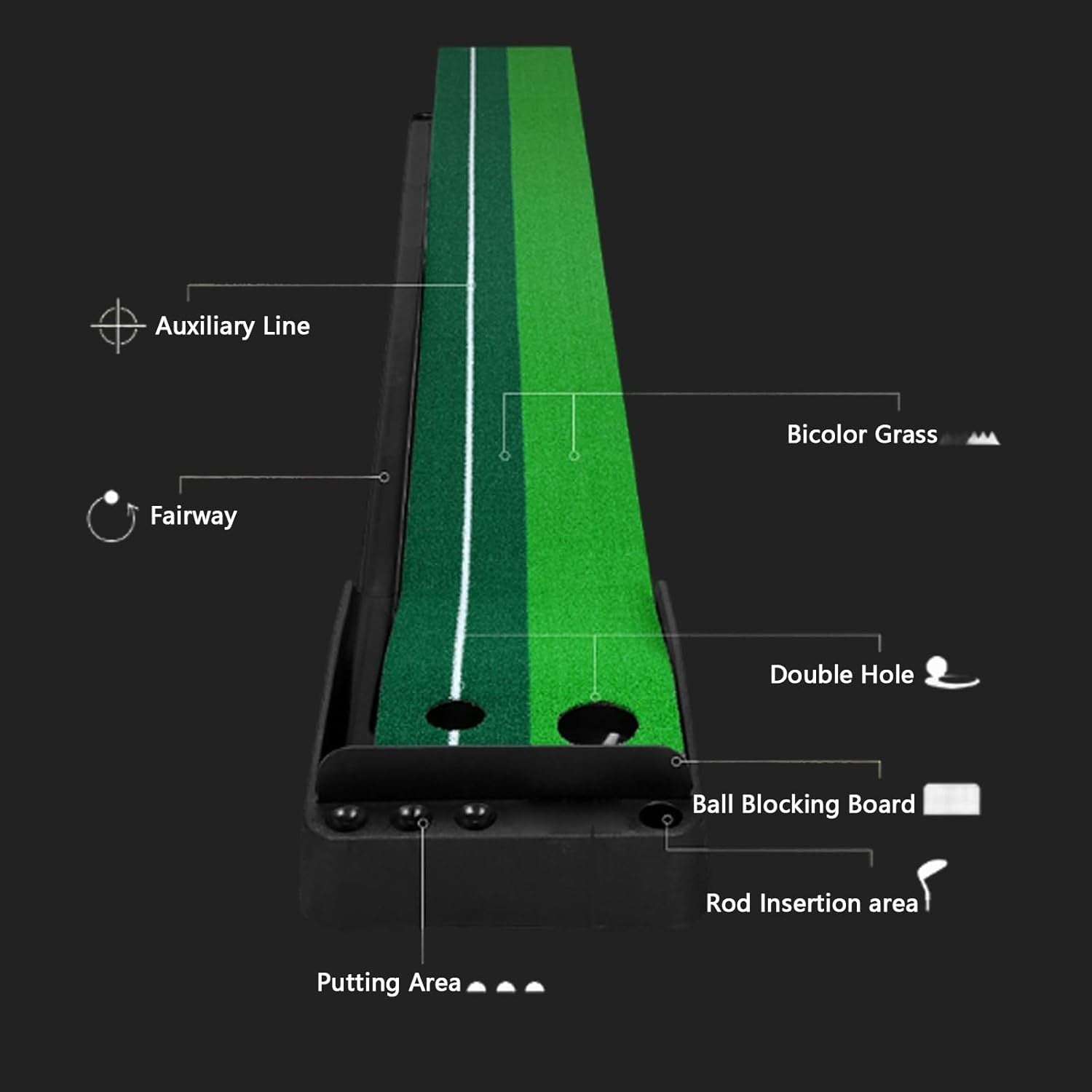 Golf Putting Mat Auto Ball Return Indoor Practice Trainer Home Office