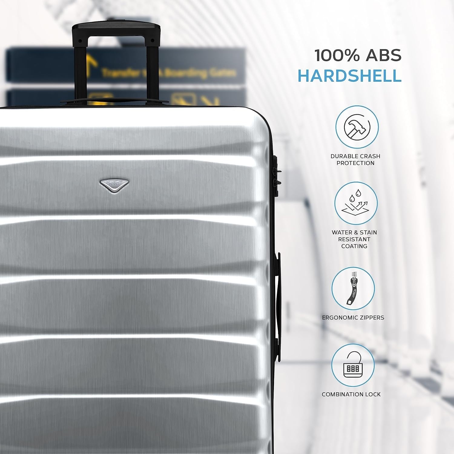 Medium 25” ABS Check In Suitcase Lightweight 4 Wheel Spinner