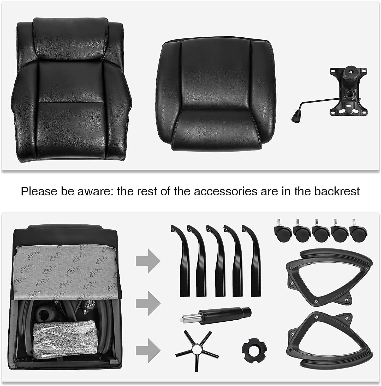 Executive Ergonomic Office Chair Black Leather Desk Chair 150kg Padded Reclining