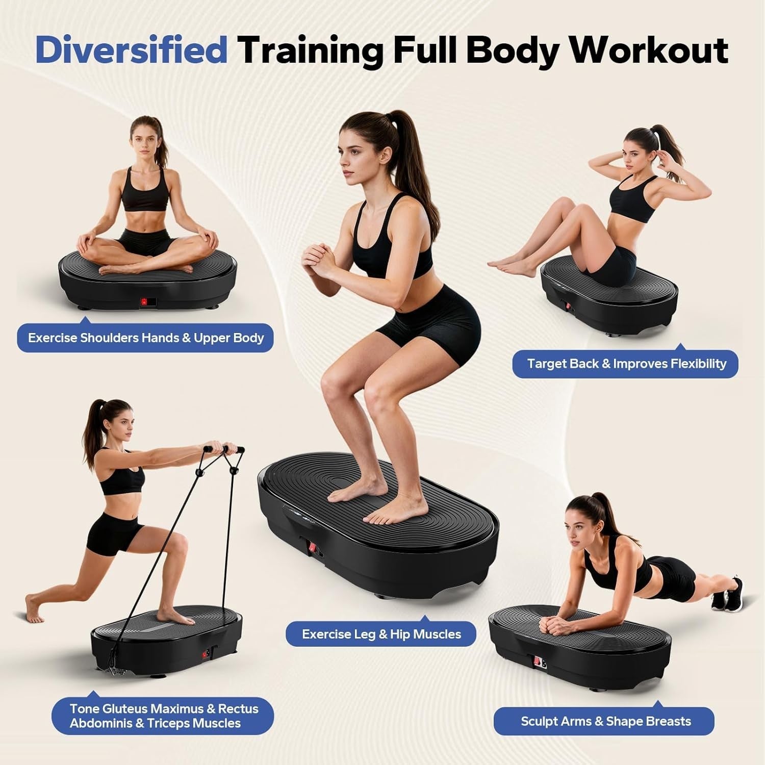 Vibration Plate Exercise Machine 99 Speeds 9 Programs 660LB Lymphatic