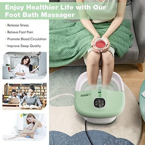 Portable Folding Foot Spa with Heat, Bubble Massage, Remote Control & Timer
