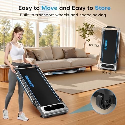 5-in-1 Foldable Treadmill 12km/h, 9% Incline, App Compatible, 350LB Capacity