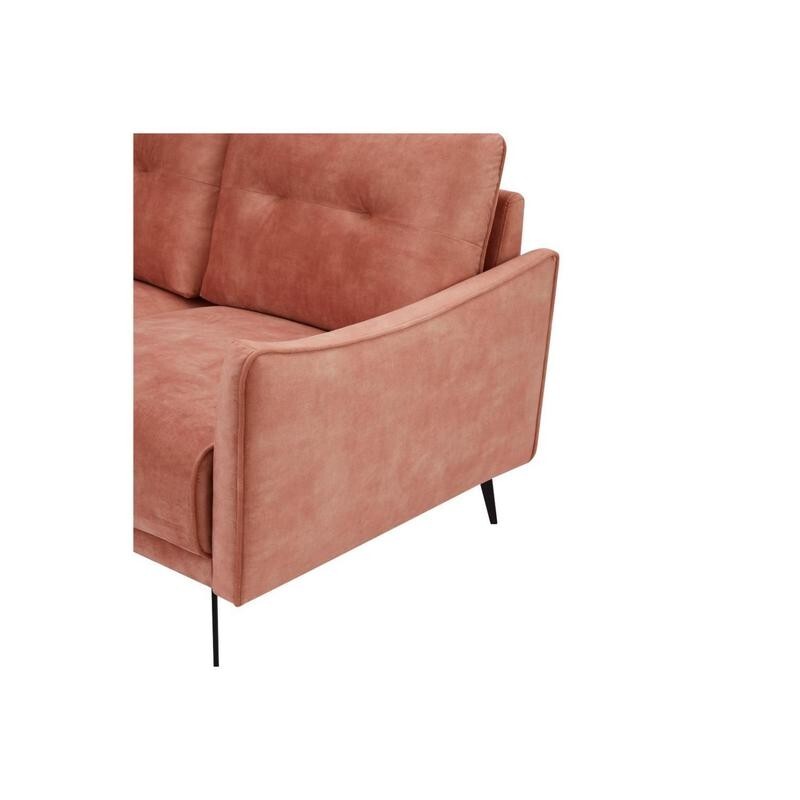 Blush Pink Velvet 3 Seater Sofa Tufted Cushions Metal Legs Modern Chic