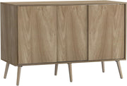 Oak Sideboard Cabinet Sliding Doors Wooden Storage Unit with Beech Legs