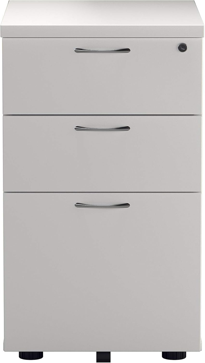 White Under Desk Filing Cabinet 3 Drawer Lockable A4 Foolscap