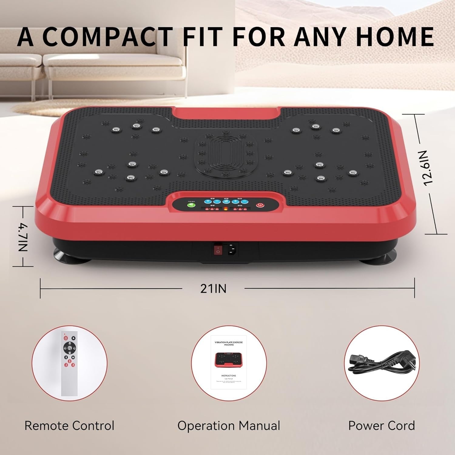 Red Vibration Plate Exercise Machine 200 Speeds Quiet Full Body Workout