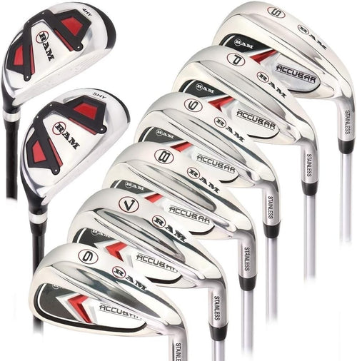 Mens Right Hand Golf Iron Set 6-7-8-9-PW + 24° 27° Hybrids 1” Longer