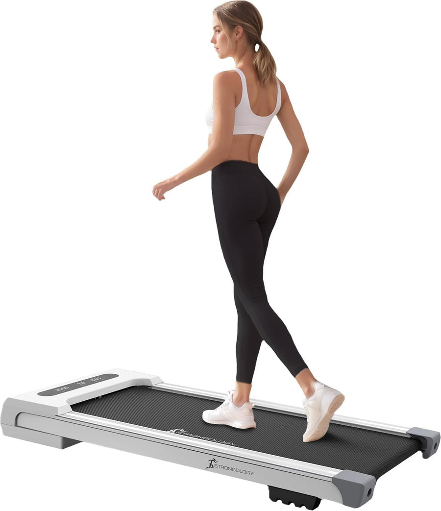Ultra-Quiet Under Desk Walking Pad 0.8–8km/h Slim Treadmill w/ LED & Remote