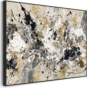 Large Neutral Black Abstract Wall Art 153x97cm Framed Canvas
