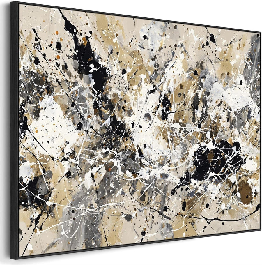 Large Neutral Black Abstract Wall Art 153x97cm Framed Canvas