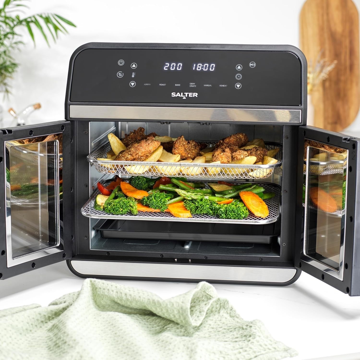 XL Air Fryer Oven 15L | Multi-Level, Dual Windows, Rotisserie, 6 Presets, 2300W