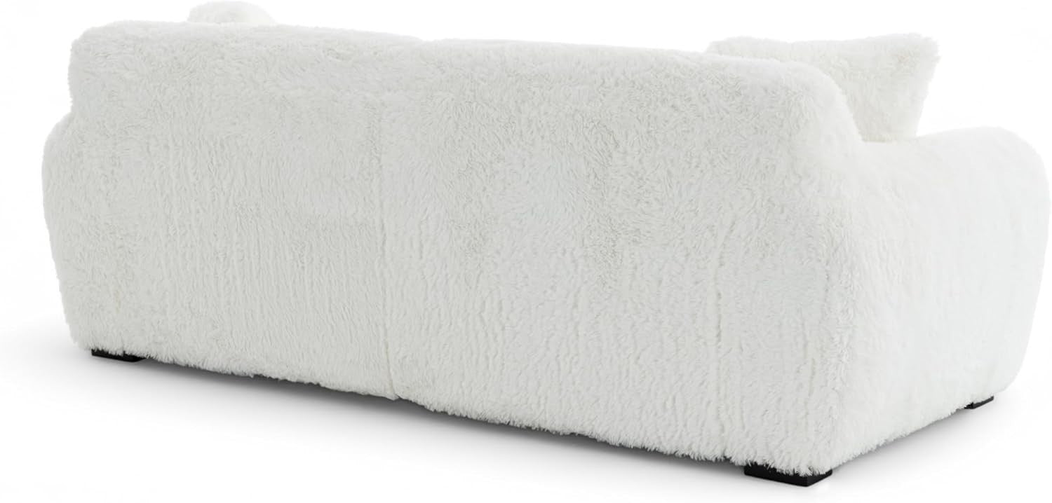 White Teddy Sofa Set 3+1 Faux Fur Deep Seat Fluffy Lounge Chair & Couch
