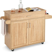 Large Kitchen Island Trolley Drawer Cabinet 116cm Natural