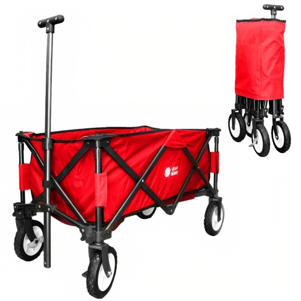Heavy Duty Folding Garden Trolley Cart 80KG Beach Wagon with Adjustable Handle