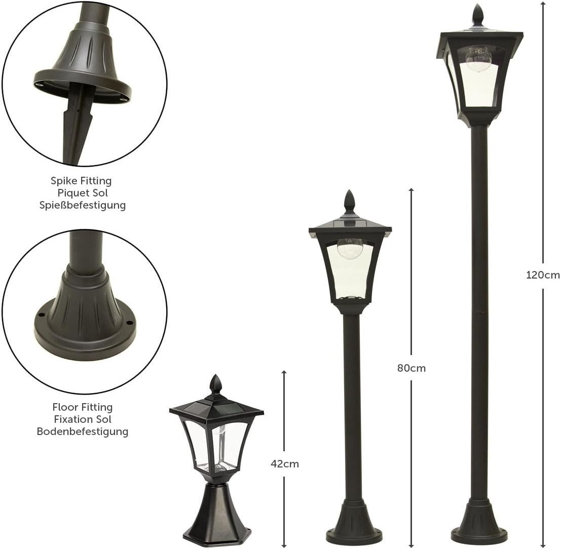 Festive Lights 4ft Solar Victorian Lamp Post Warm White Dual Brightness