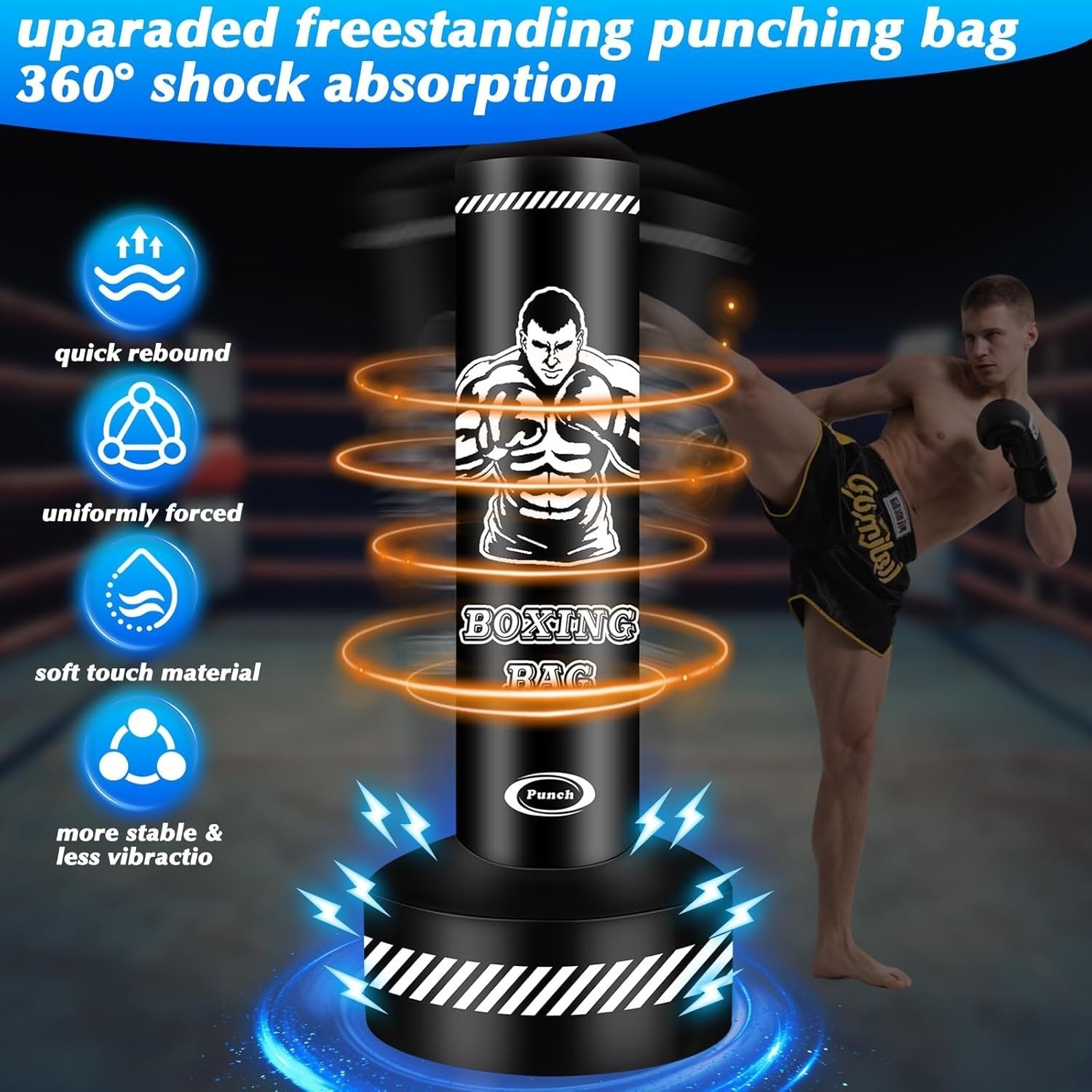 Inflatable Free Standing Punch Bag 180cm MMA Kickboxing Fitness
