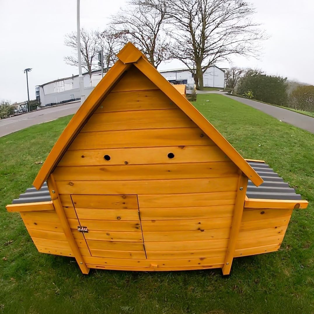 Wooden Chicken Coop Eco Roof Pull Out Tray Double Nest Box 4–6 Birds