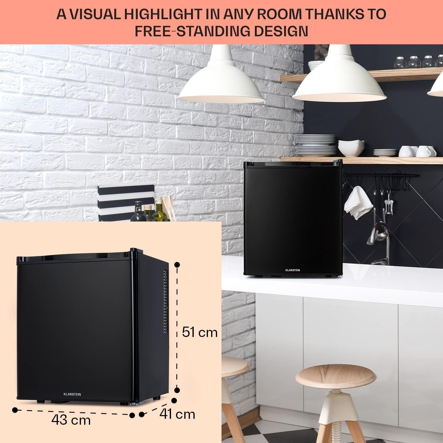 38L Mini Fridge Black Portable Cooler and Drinks Fridge Adjustable Shelves